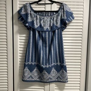Jealous Tomato Blue and White Mini Dress